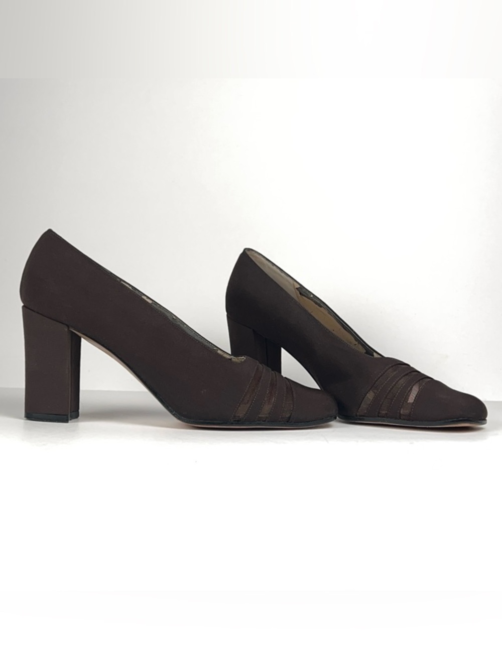 Vintage VAN ELi East Brown Pumps 6M Square Toe Vero Cuoio Italian Leather Soles